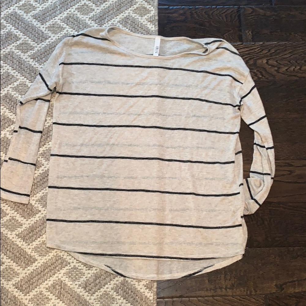 Cream and Black Striped Long Sleeve Tunic